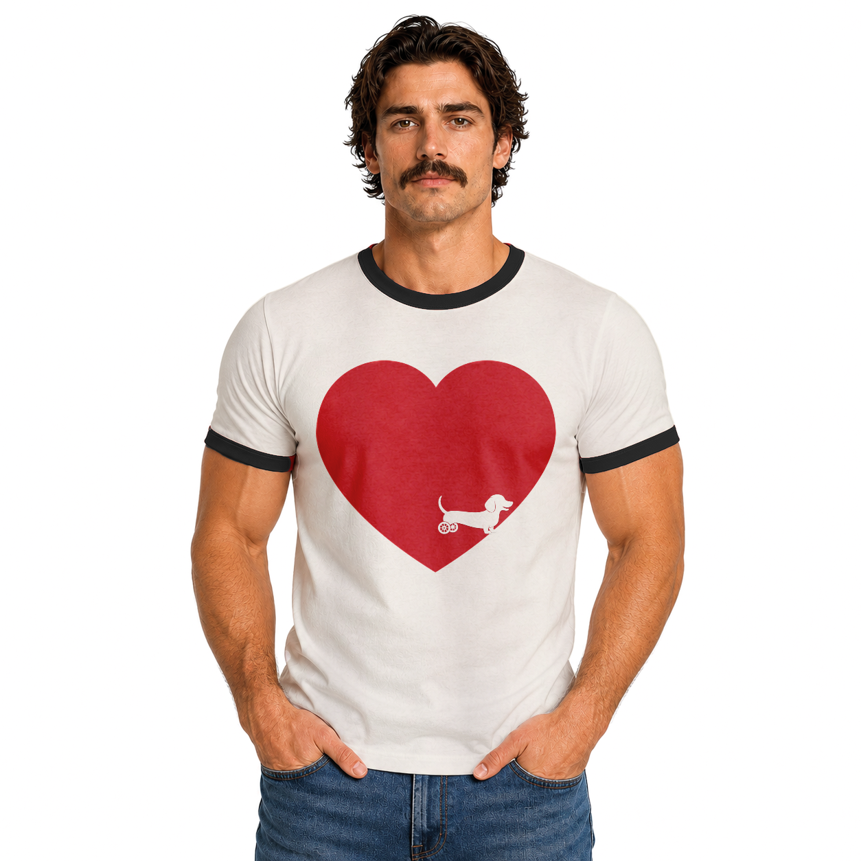 Love More Disabled Dachshund Ringer Tee
