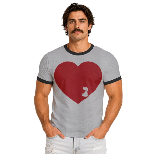 Love More Shelter Pup Unisex Ringer Tee