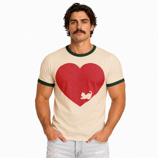 Love More Stray Kitty Unisex Ringer Tee