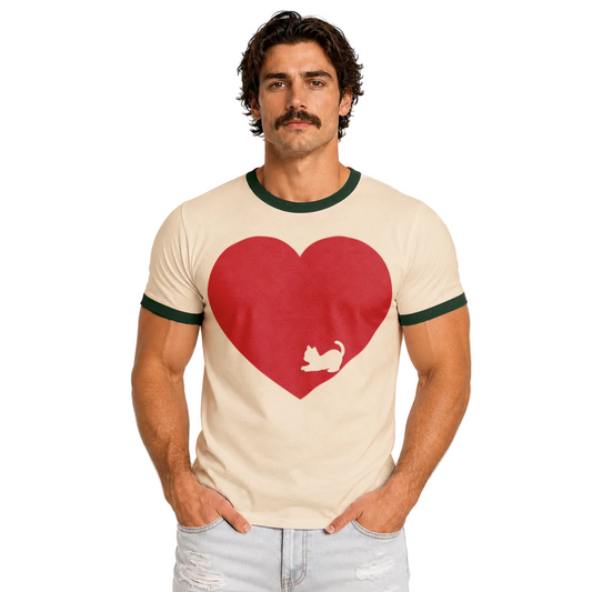 T-shirt Unisexe Ringer « Love More Stray Kitty »