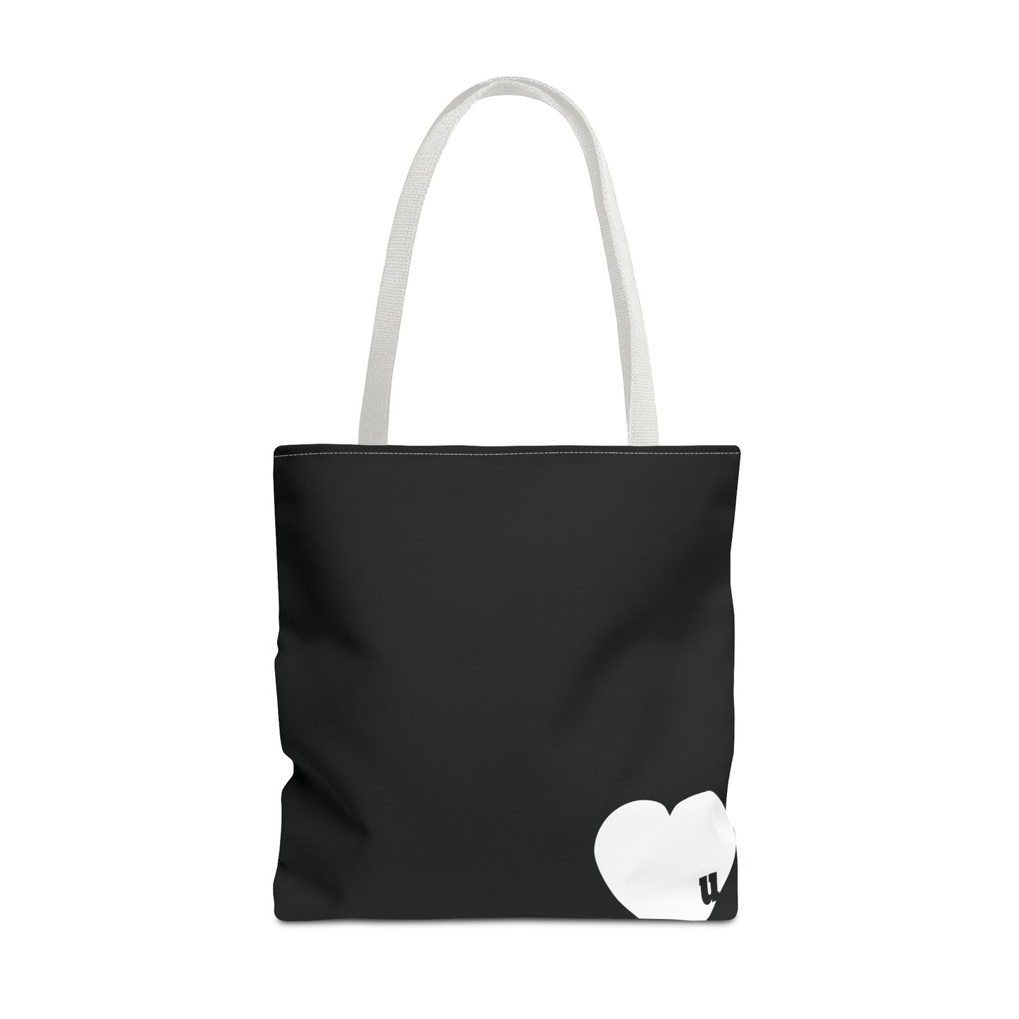 Love u all Tote, in Black (white heart)