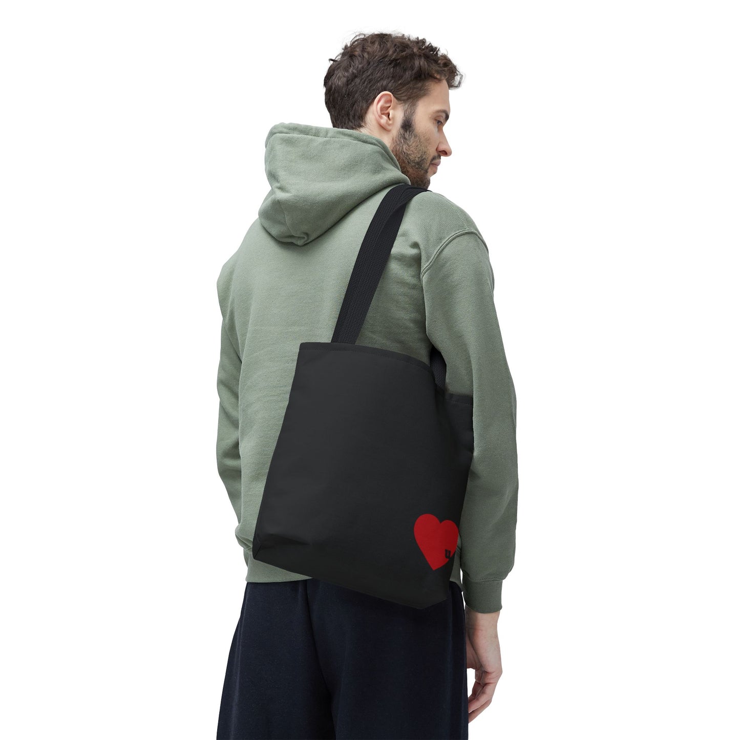 Love u all Tote, in Black (red heart)