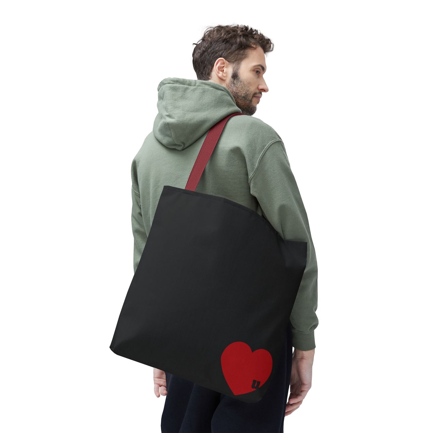 Love u all Tote, in Black (red heart)