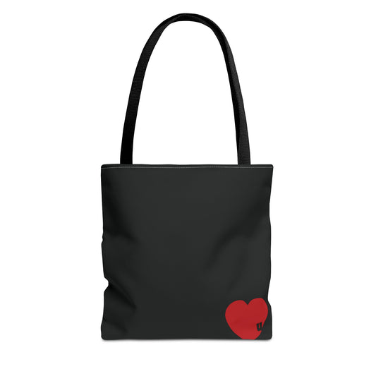 Love u all Tote, in Black (red heart)