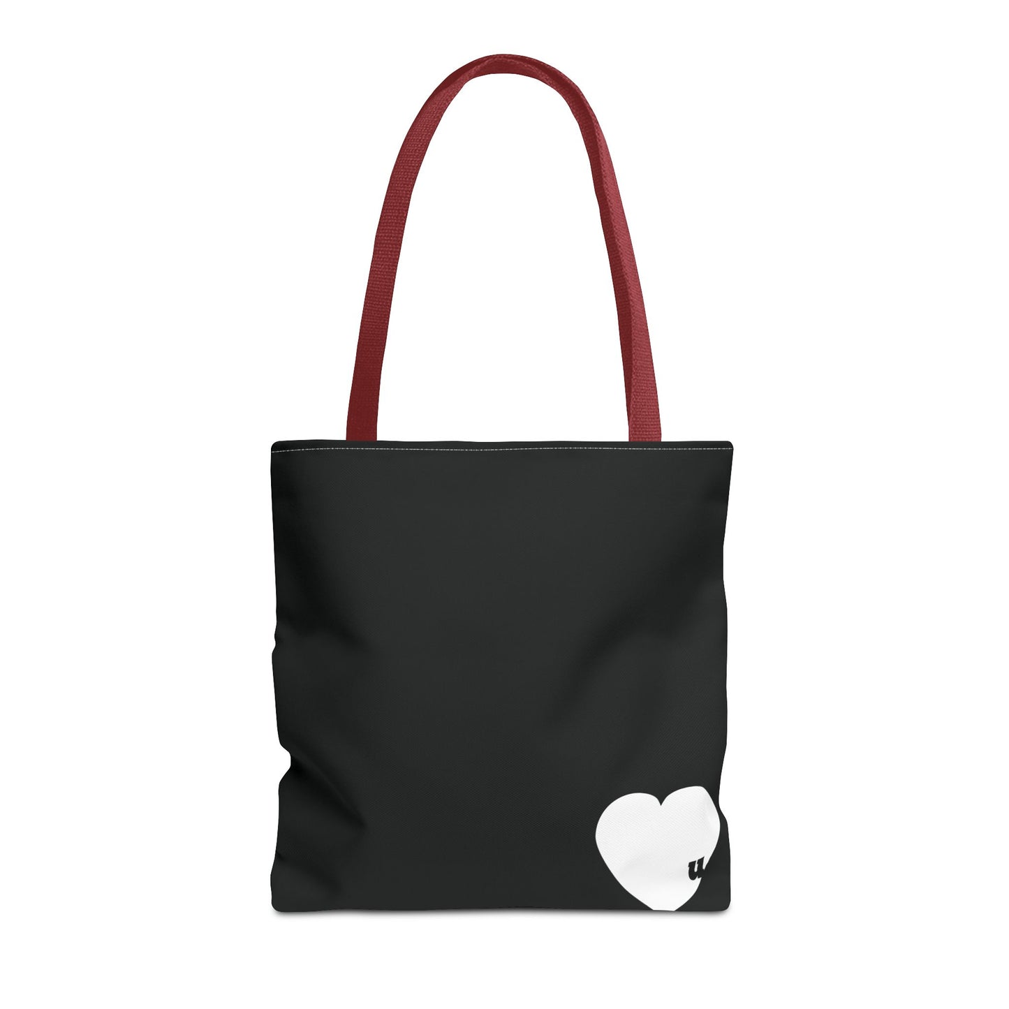 Love u all Tote, in Black (white heart)