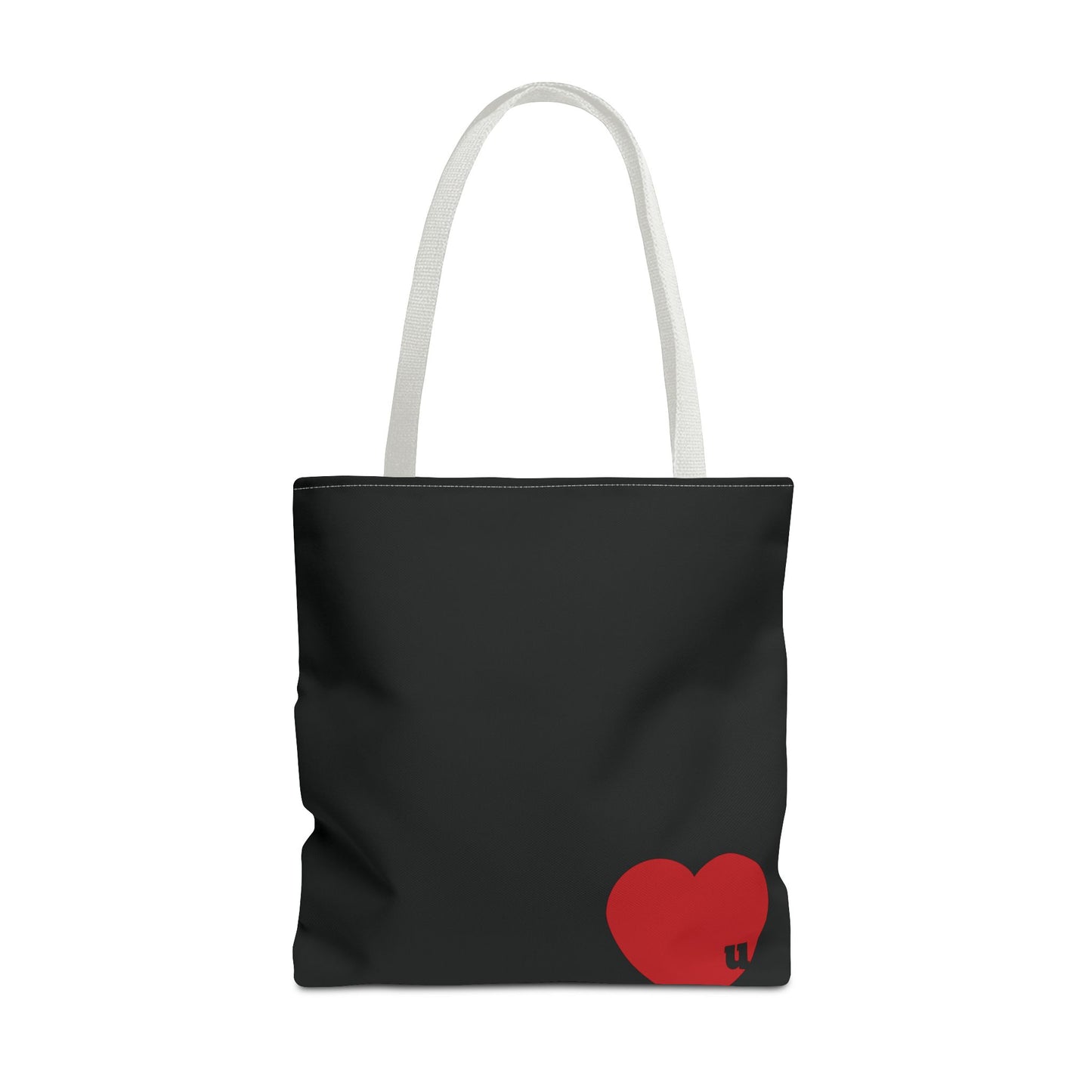 Love u all Tote, in Black (red heart)