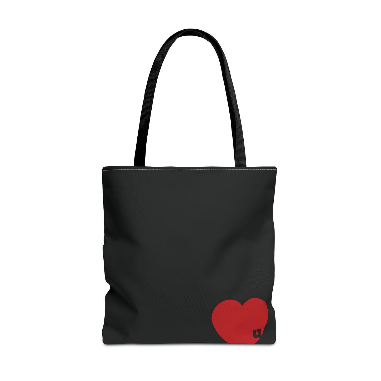Love u all Tote, in Black (red heart)