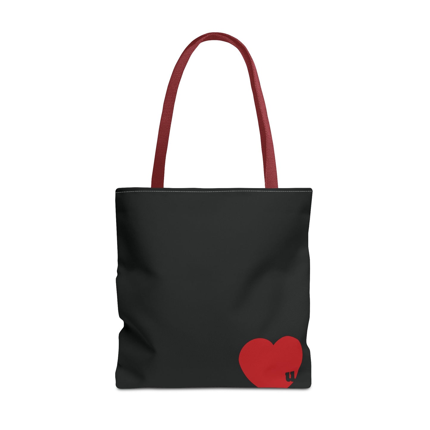 Love u all Tote, in Black (red heart)