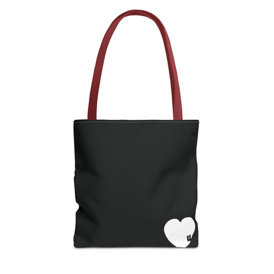Love u all Tote, in Black (white heart)