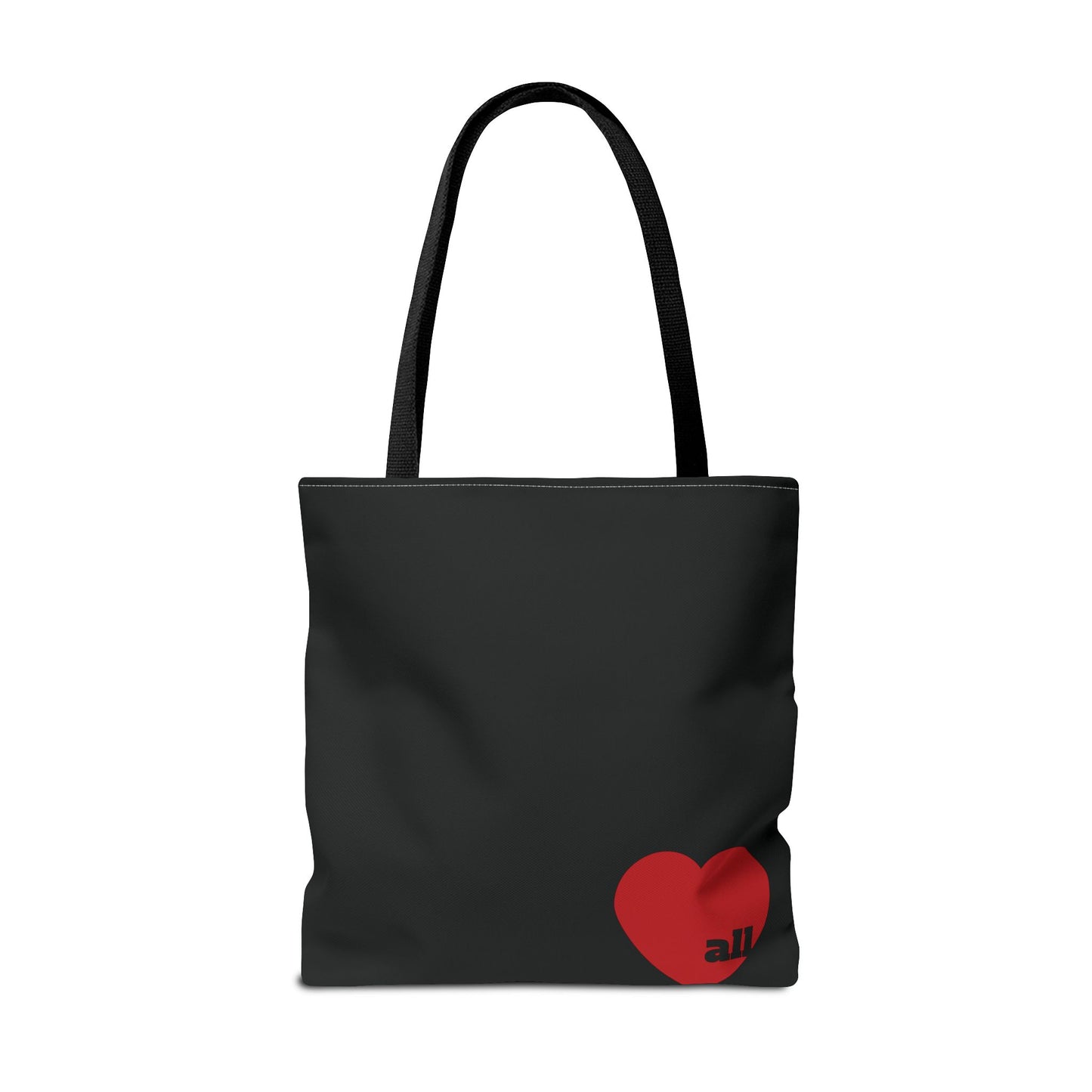 Love u all Tote, in Black (red heart)