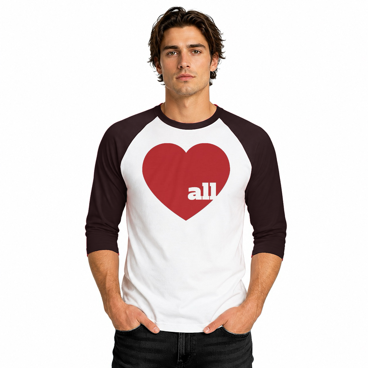 Love all Unisex ¾  Sleeve Baseball Tee