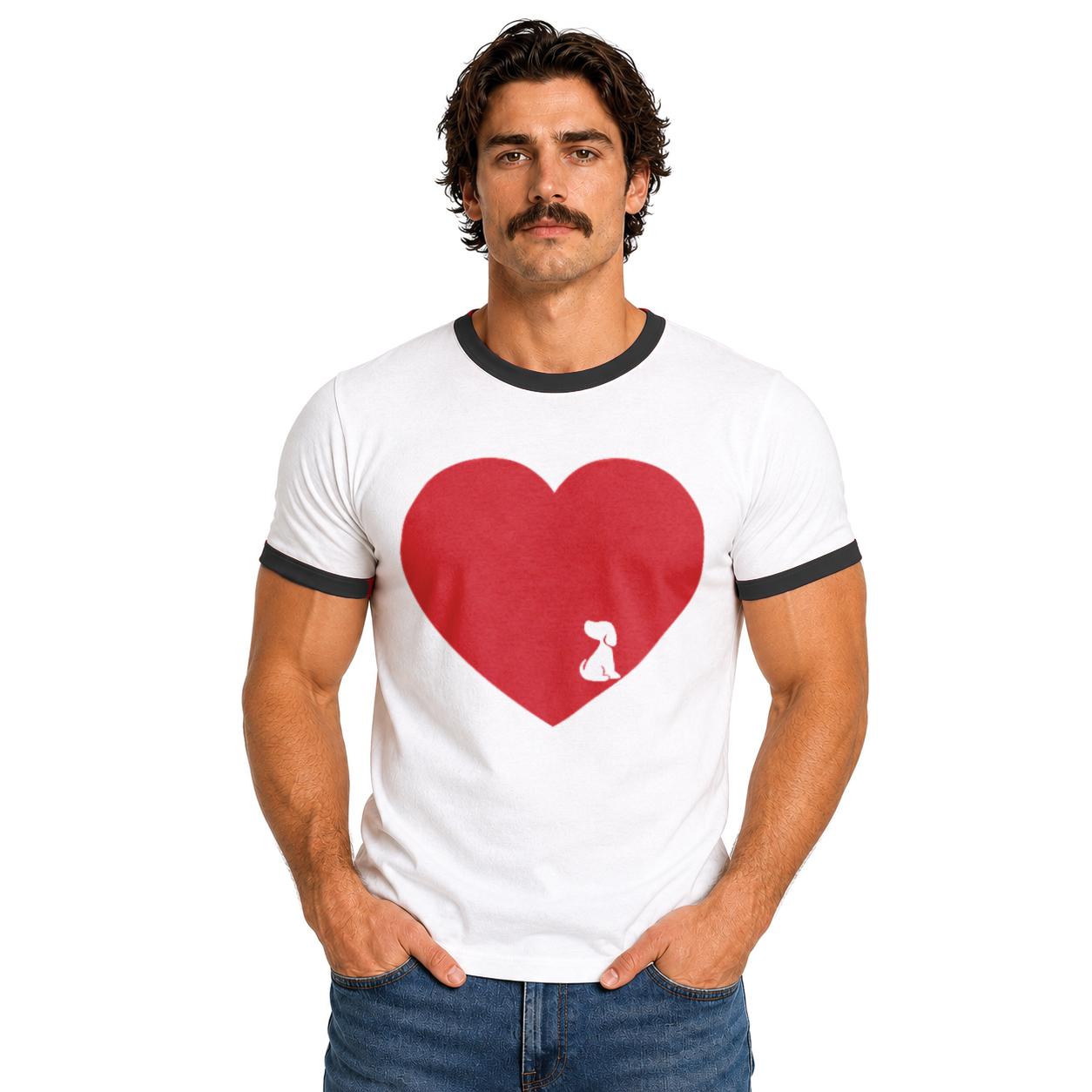 Love More Shelter Pup Ringer Tee