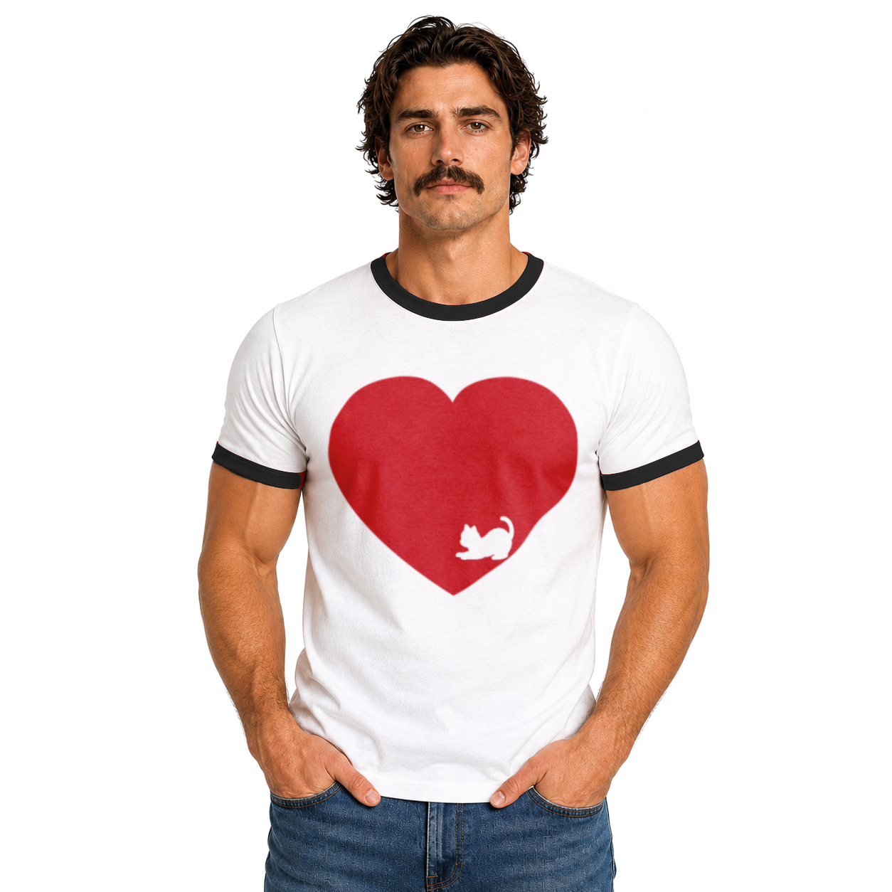 Love More Stray Kitty Ringer Tee