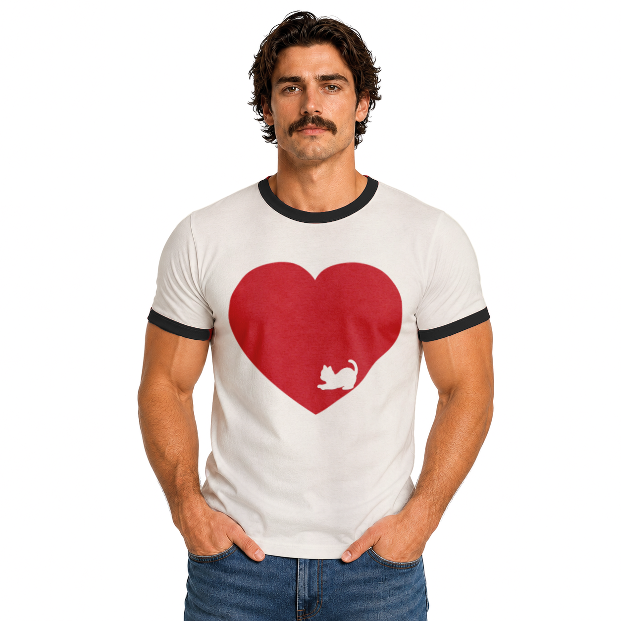 Love More Stray Kitty Ringer Tee