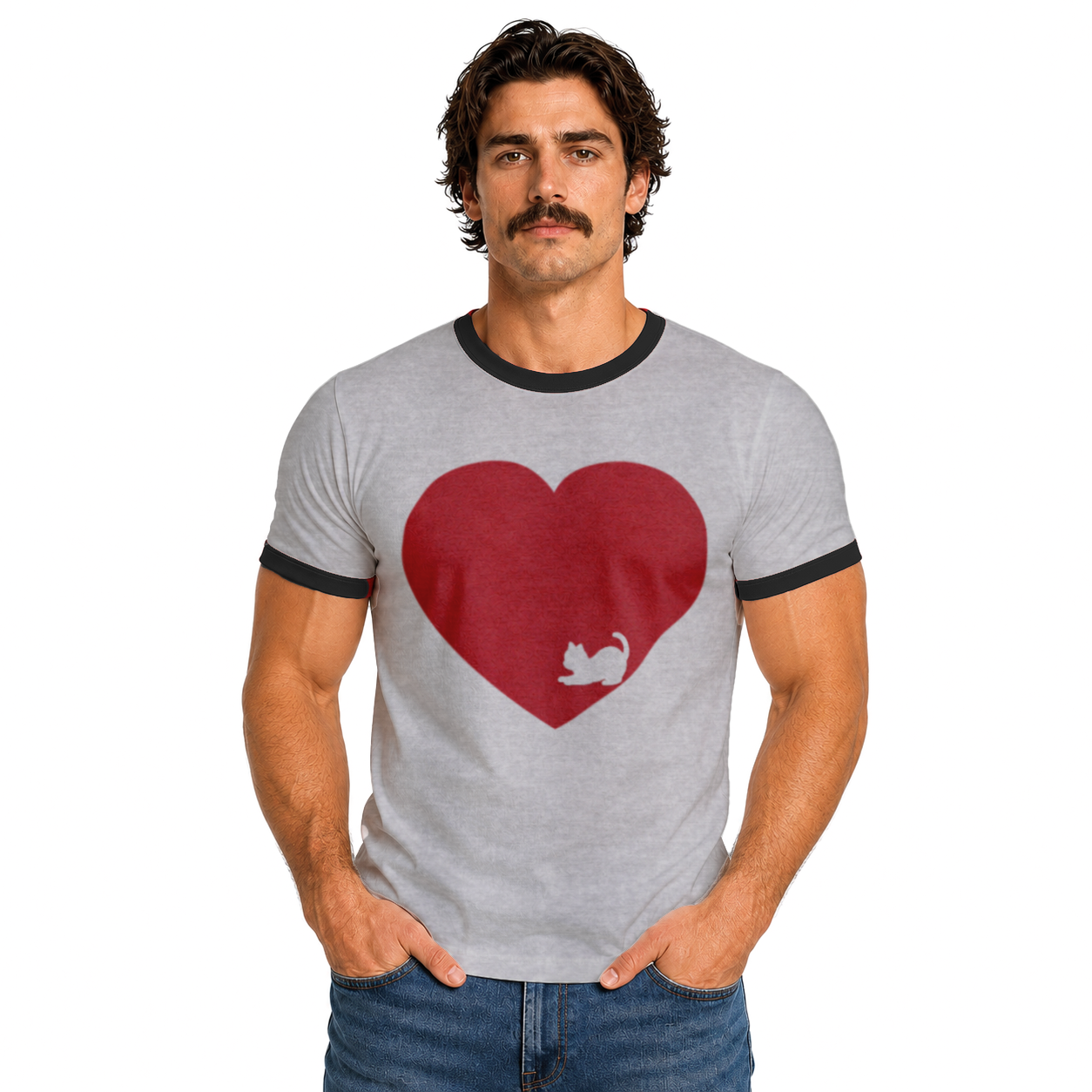 Love More Stray Kitty Ringer Tee