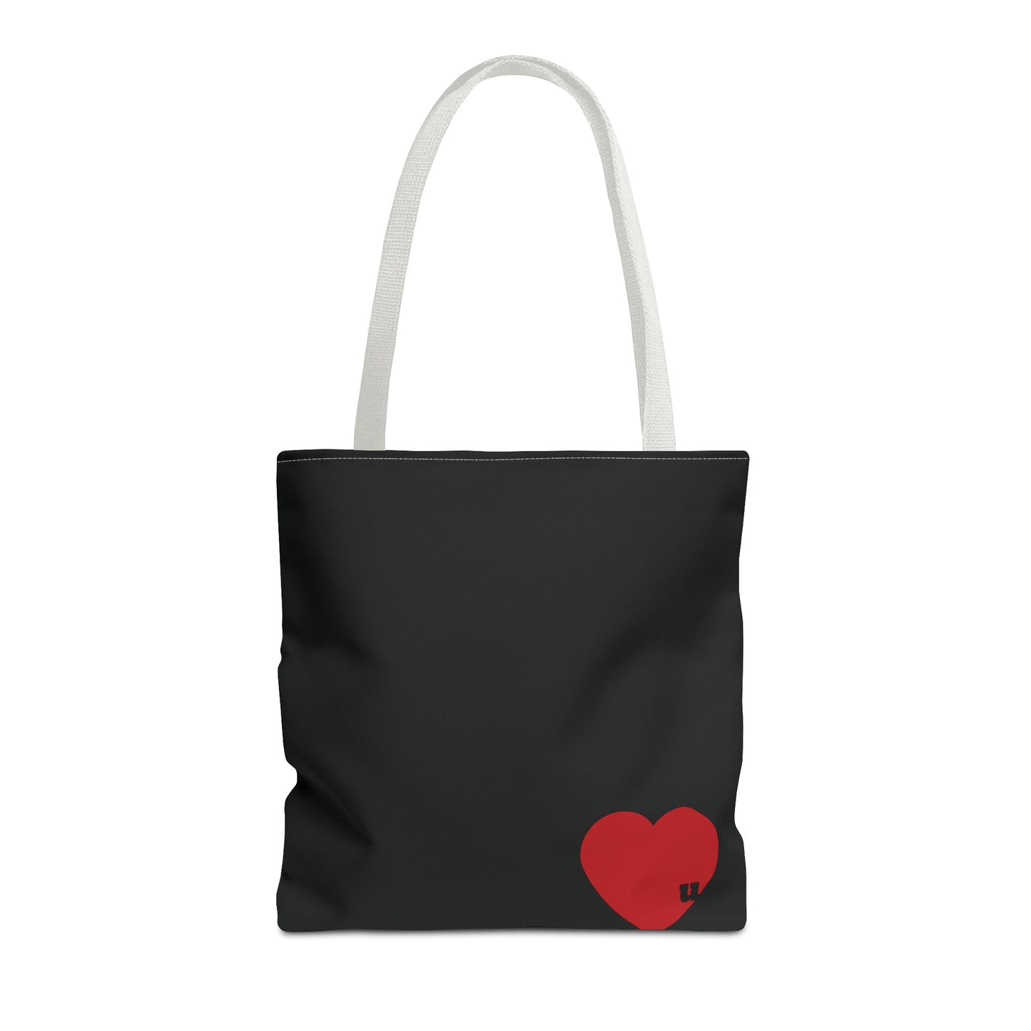 Love u all Tote, in Black (red heart)