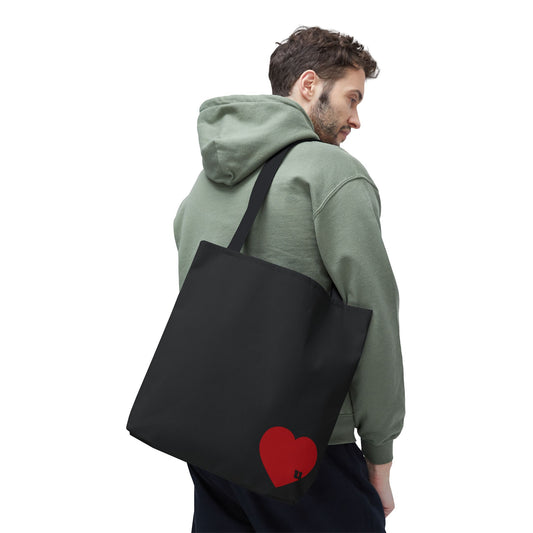 Love u all Tote, in Black (red heart)