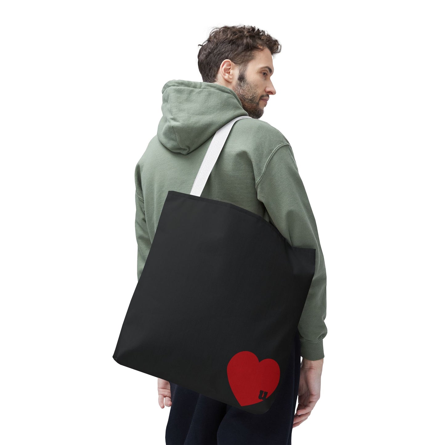 Love u all Tote, in Black (red heart)