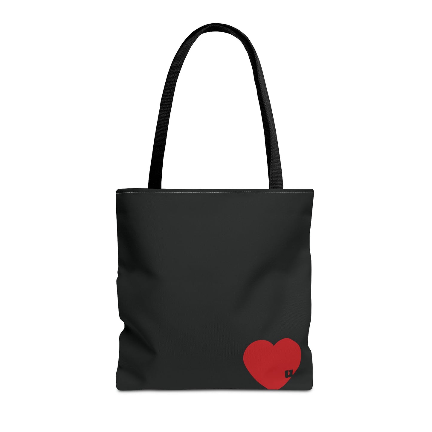 Love u all Tote, in Black (red heart)