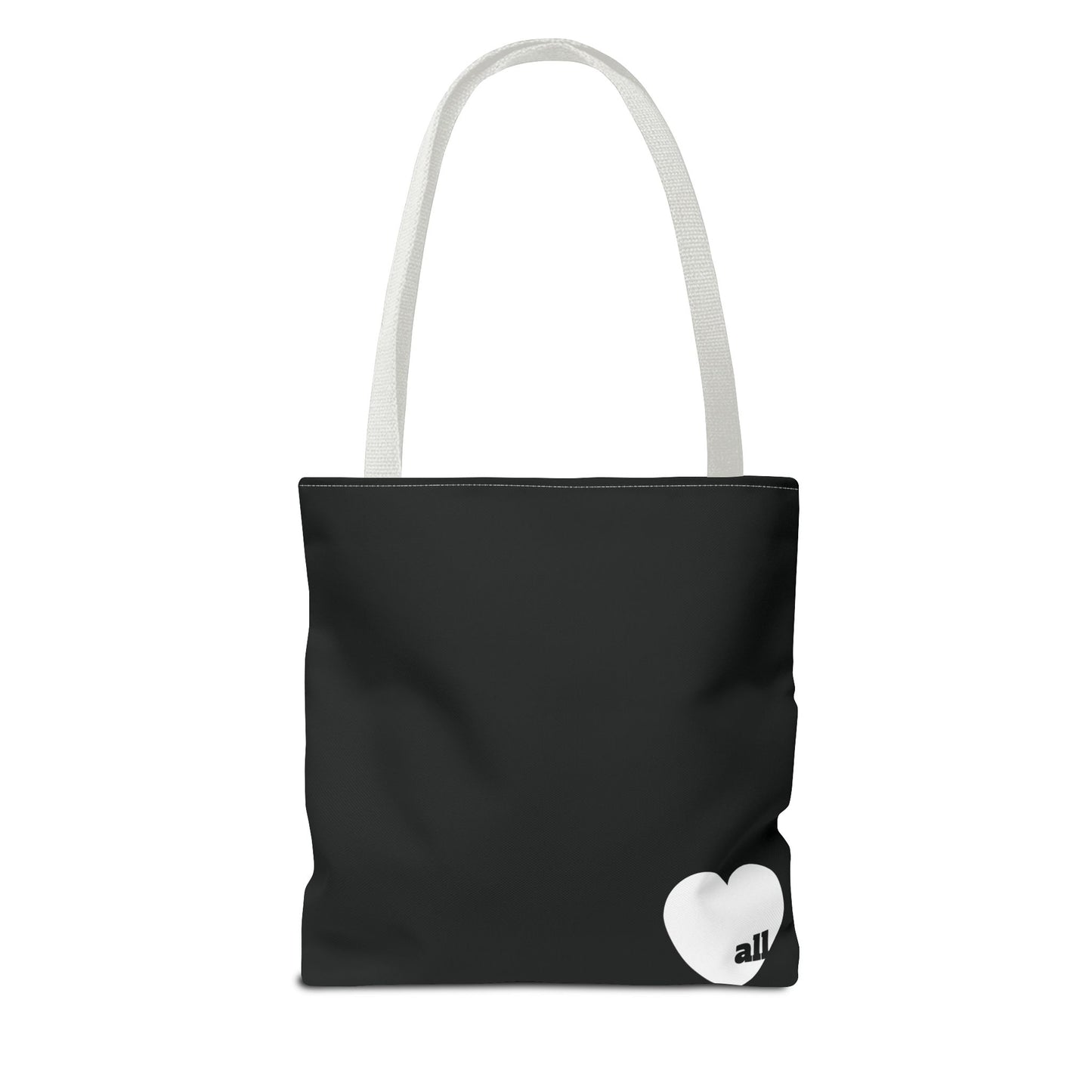 Love u all Tote, in Black (white heart)