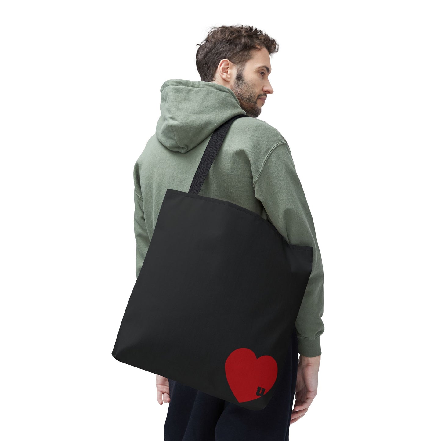 Love u all Tote, in Black (red heart)