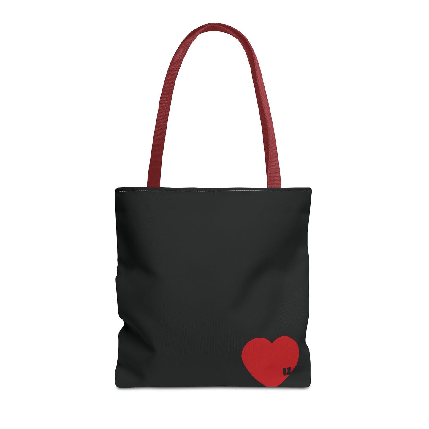 Love u all Tote, in Black (red heart)