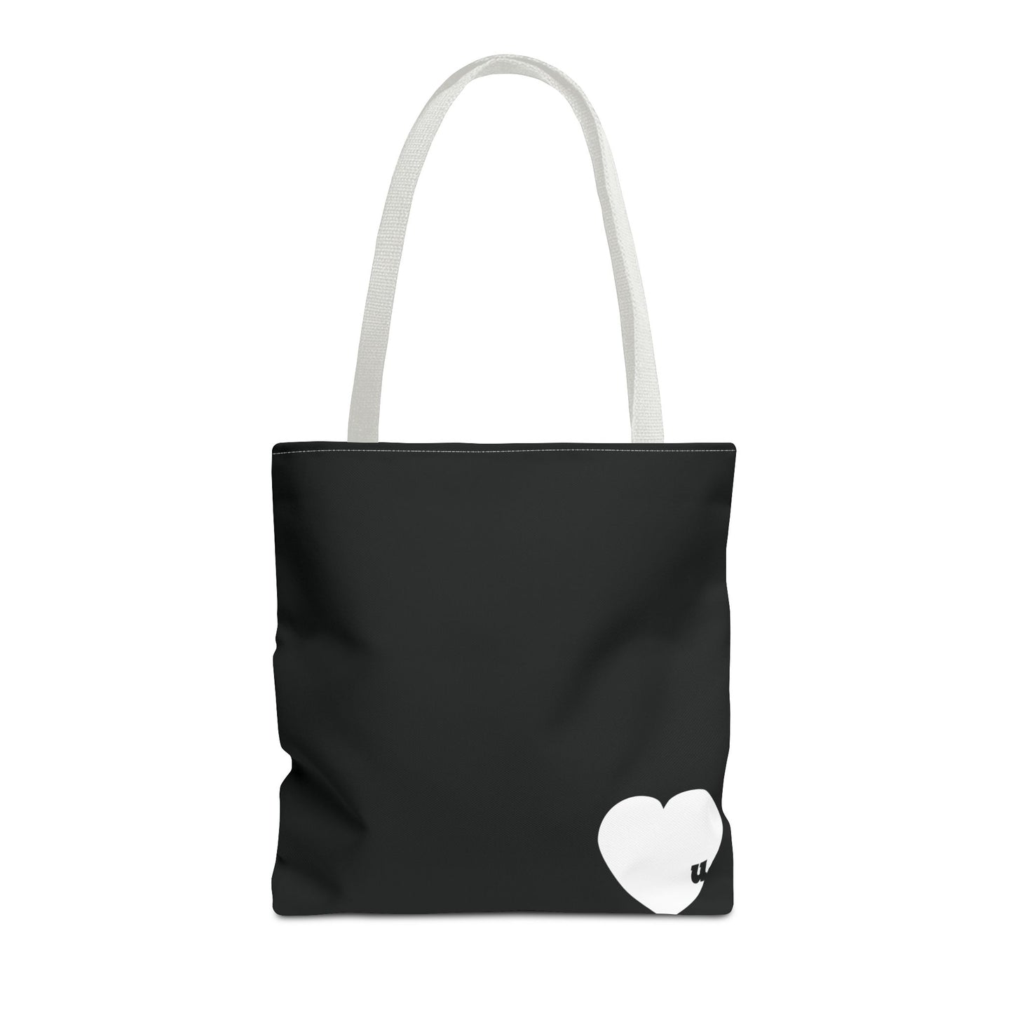Love u all Tote, in Black (white heart)