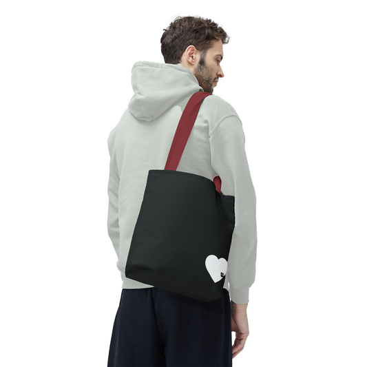 Love u all Tote, in Black (white heart)