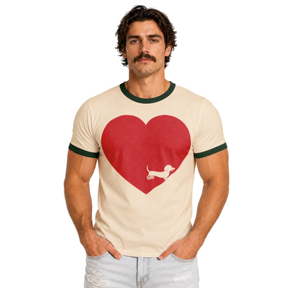 T-shirt unisexe à liseré contrastant « Love More Disabled Dachshund »