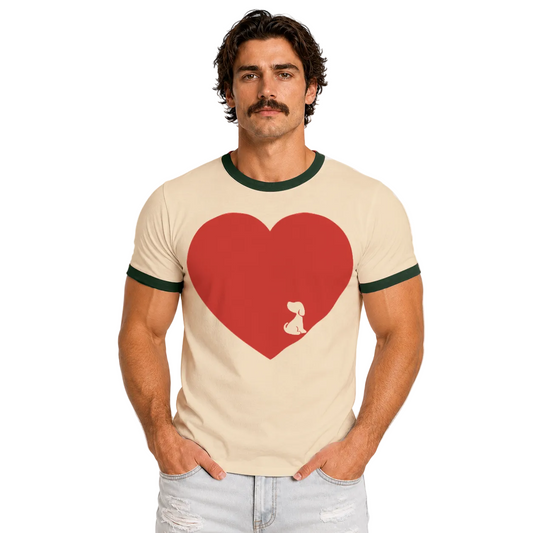 Love More Shelter Pup Unisex Ringer Tee