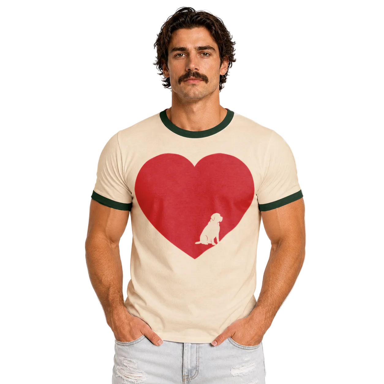 Love More Senior Dog Unisex Ringer Tee