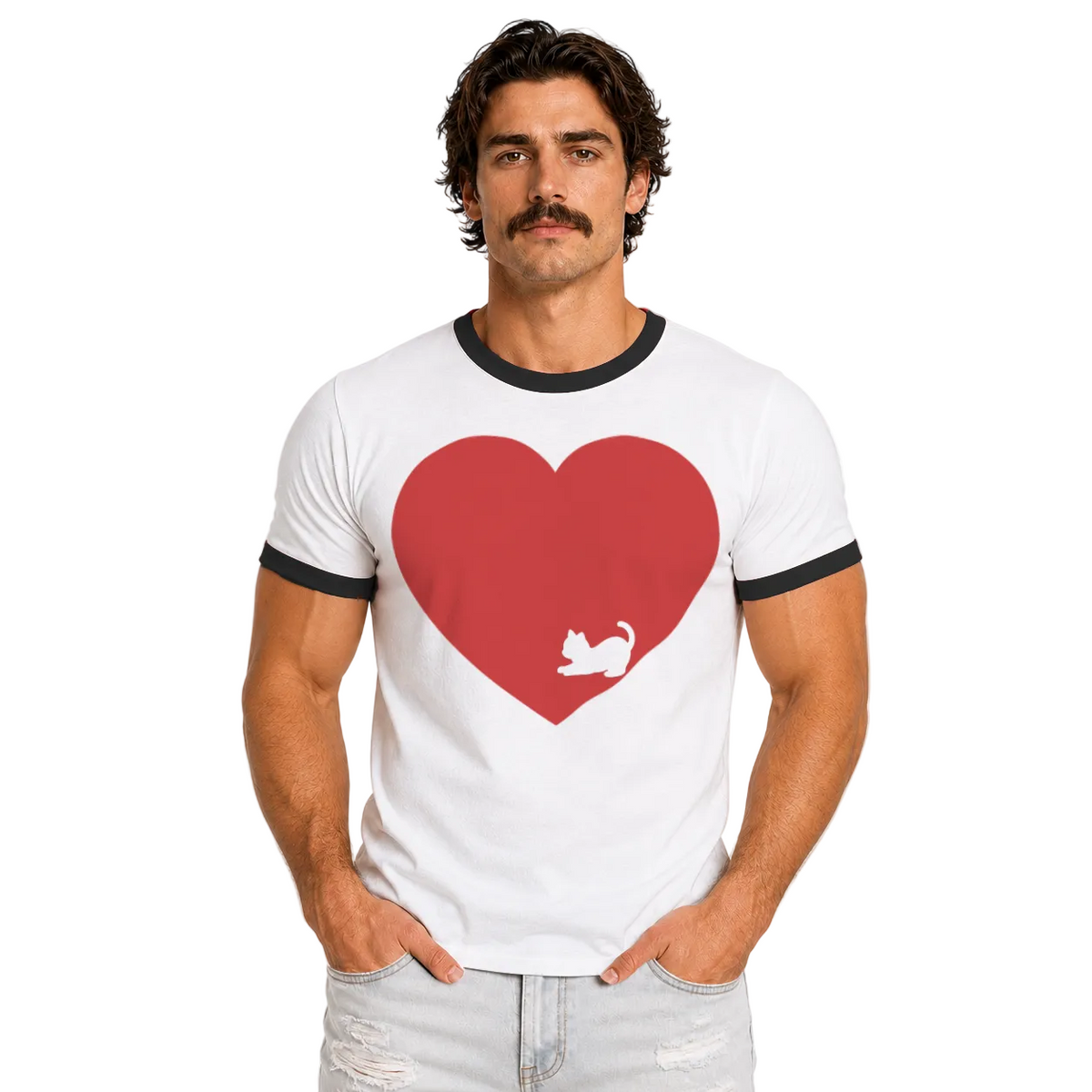 Love More Stray Kitty Unisex Ringer T-Shirt